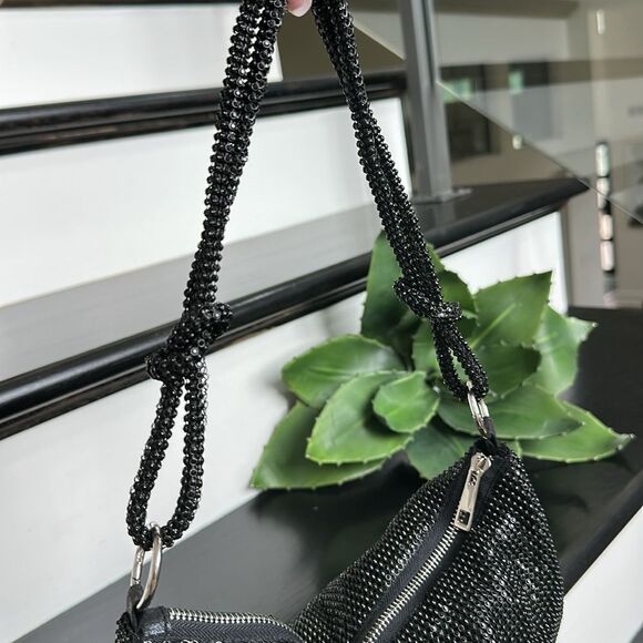 Shimmer Evening Shoulder Bag Sparkle with Knot Strap, Like New - Picture 3 of 11